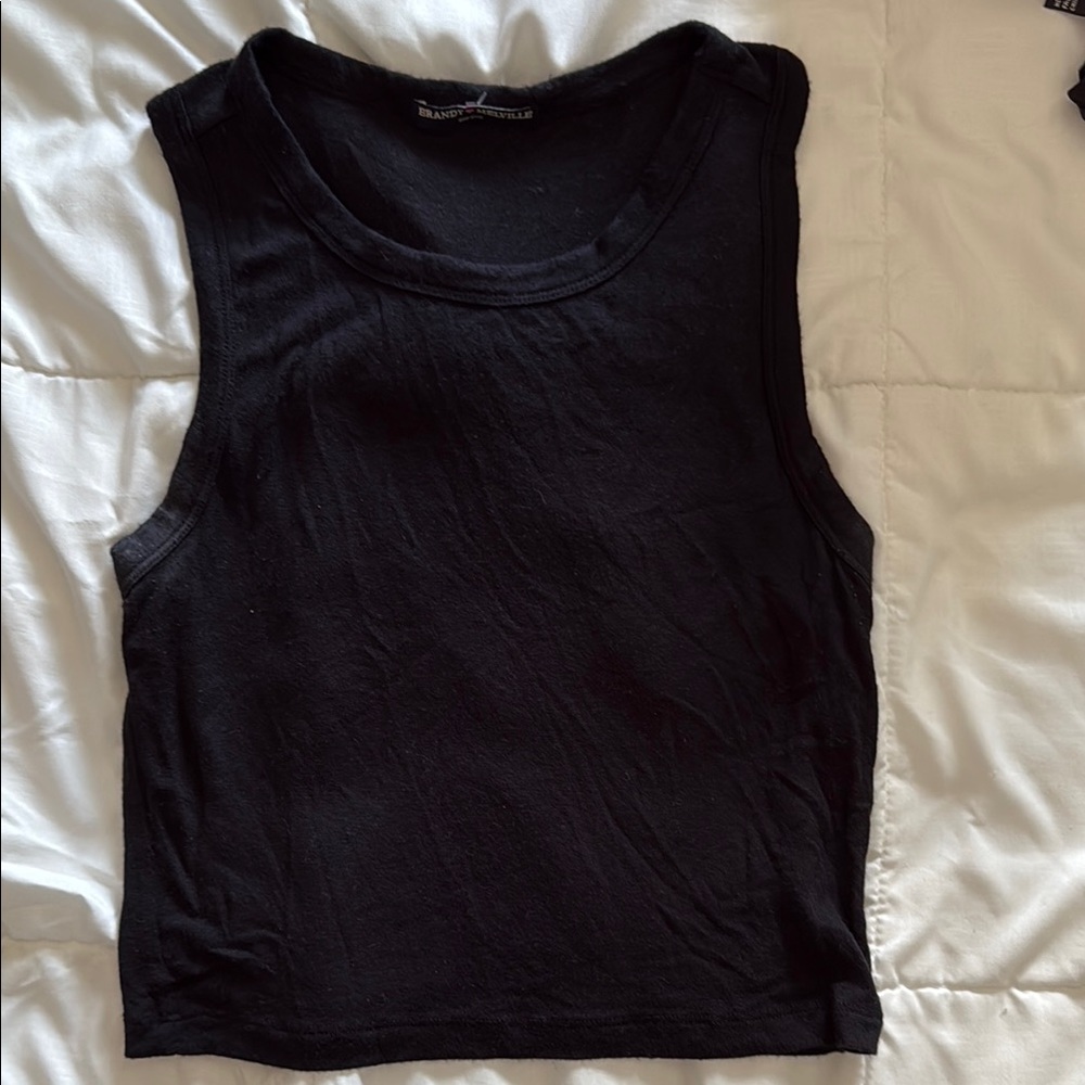 Brandy Melville Black Fitted Crop Tank Top